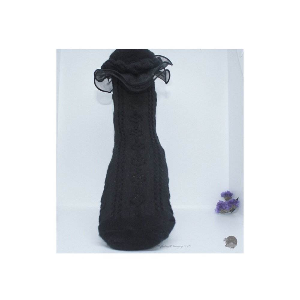 Black Ruffle Trim Lace Socks 1pc
